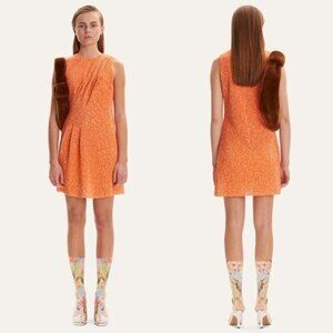 STINE GOYA Louiza sequined metallic knitted mini dress in Orange S